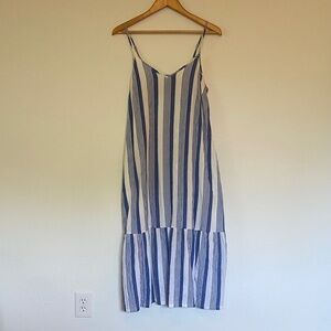J. Crew Navy and White Striped Midi Dress